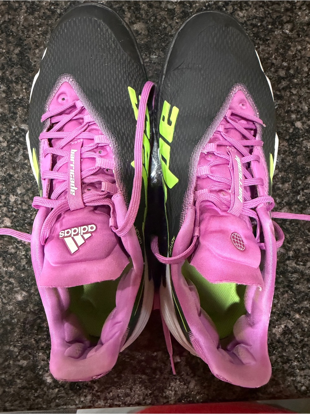 adidas Black and Pink Training Shoes with Neon Green Logo